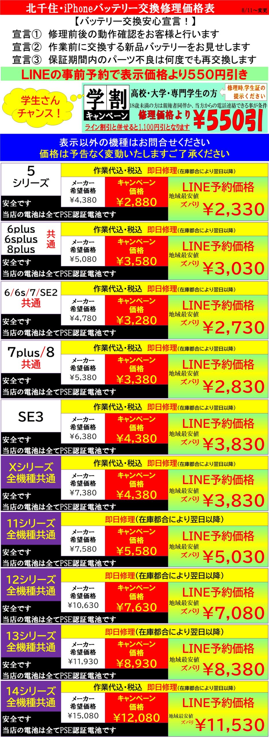 iPhone修理は北千住駅西口を出てきた『千住きたろーど通り』を直進徒歩5分左側にあるドン・キホーテを通り過ぎて大和証券の裏にある、地域最安値、熟練のスタッフが在住している総務省修理登録店、スマホ修理屋フレンドへ